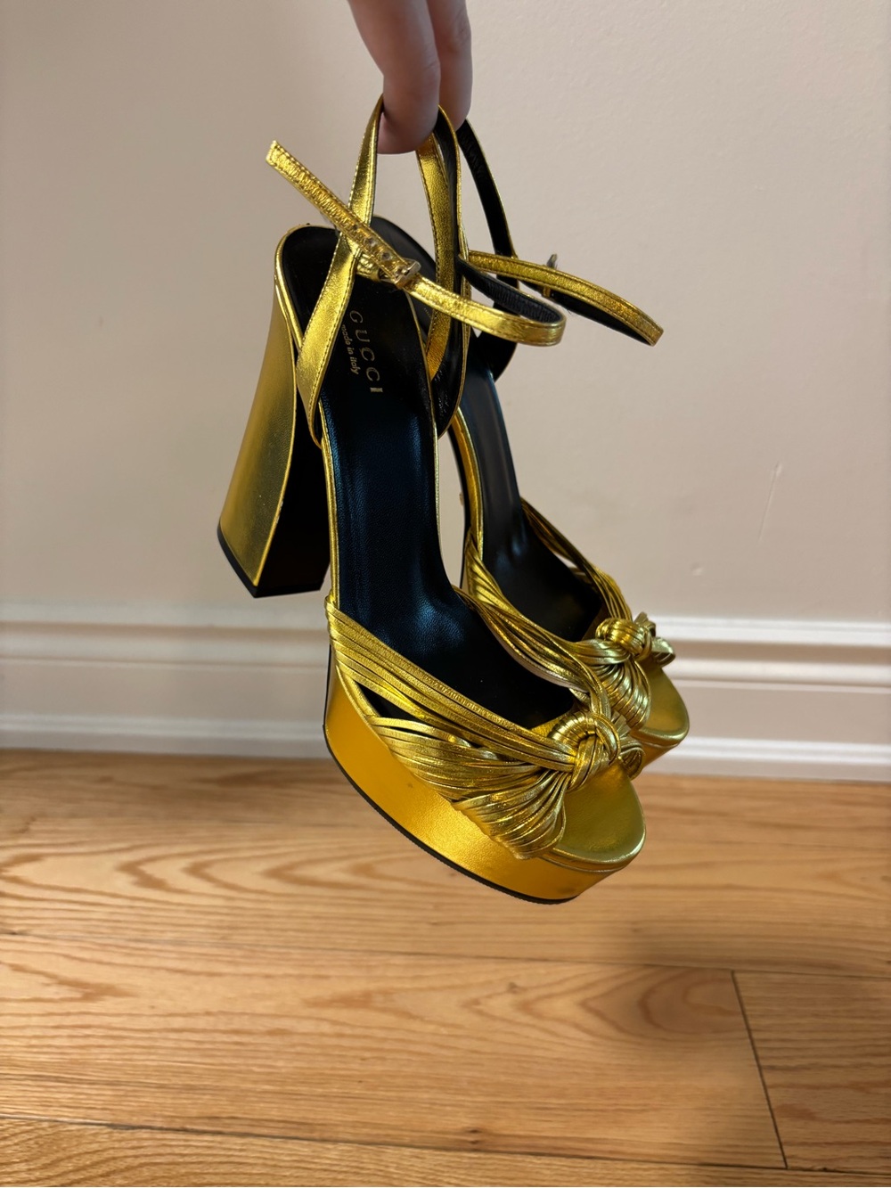 Gucci Gold Platform Knot Heels